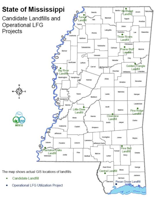 Candidate Landfills in Mississippi MDEQ